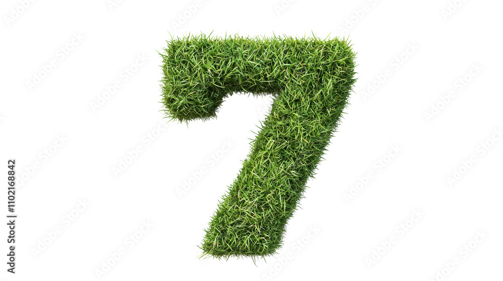 vibrant green number seven made of grass, symbolizing nature and growth. Perfect for eco friendly themes and designs vibrant green number seven made of grass, symbolizing nature and growth. Perfect for eco friendly themes and designs