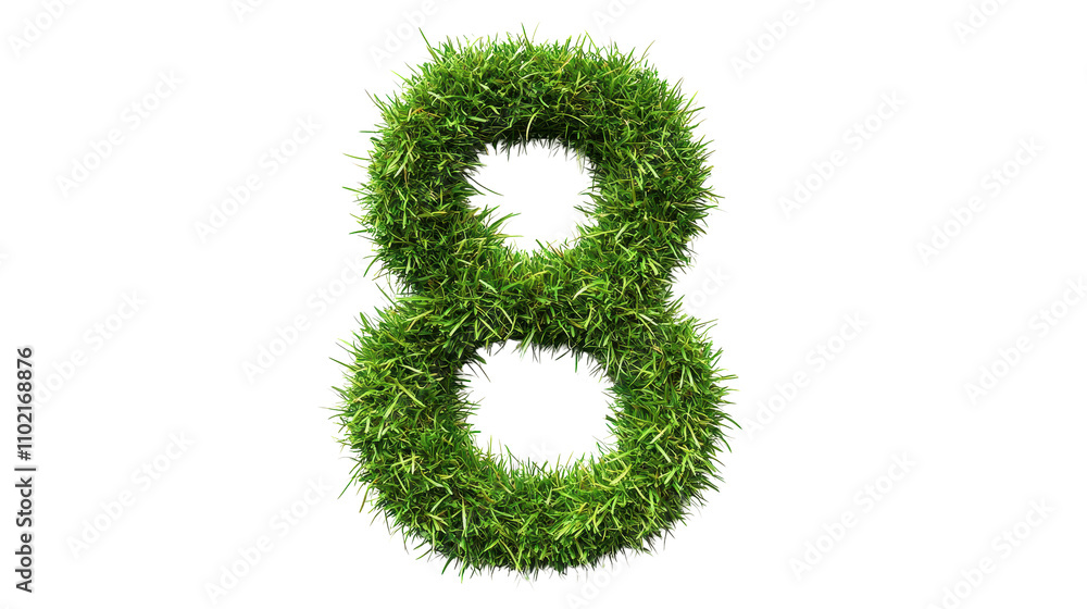 Green grass number eight, vibrant and natural, symbolizes growth and renewal. Perfect for eco friendly themes and nature related designs Green grass number eight, vibrant and natural, symbolizes growth and renewal. Perfect for eco friendly themes and nature related designs