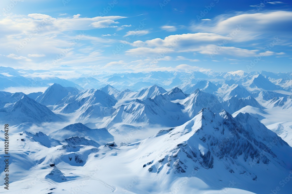 Snow-covered high mountains with a clear blue sky. Snow-covered high mountains with a clear blue sky.