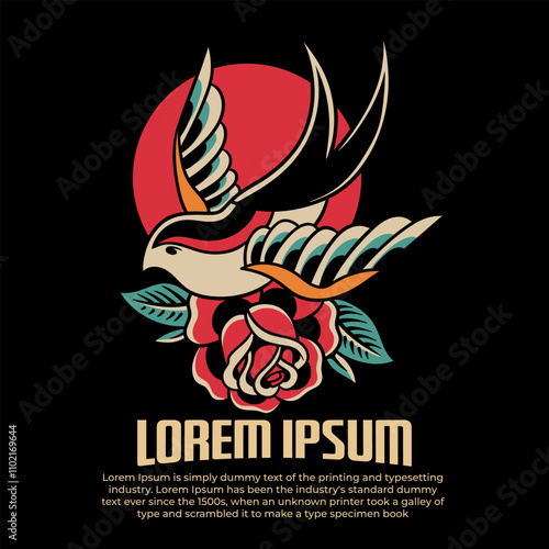 traditional tattoo clipart, american tattoo, old school tattoo design, swallow tattoo design