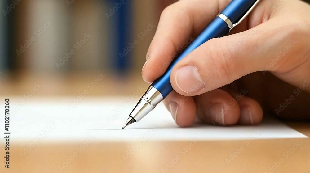 Register approval Writing with a blue pen on a blank sheet of paper. Register approval Writing with a blue pen on a blank sheet of paper.