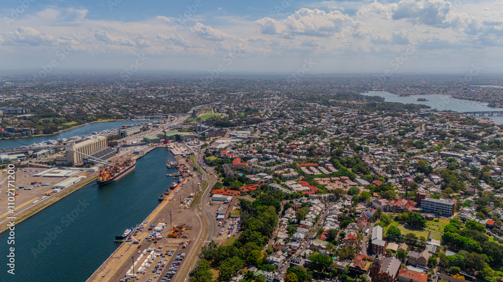 Aerial View of Sydney Harbour Balmain Darling harbour Sydney CBD cockle Bay Wharf North Sydney harbour bridge Lavender Bay Milsons Point Manly on a warm summer day blue skies Aerial View of Sydney Harbour Balmain Darling harbour Sydney CBD cockle Bay Wharf North Sydney harbour bridge Lavender Bay Milsons Point Manly on a warm summer day blue skies