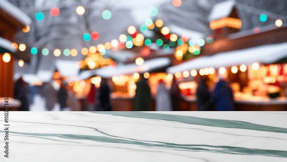 Fototapeta premium Winter-Themed Product Display on Empty Wooden Table