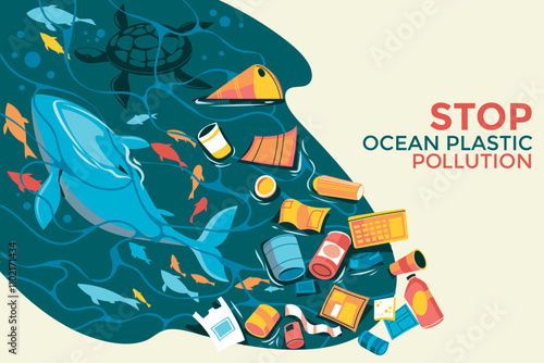Ocean Conservation and Stop Plastic Pollution Now Background