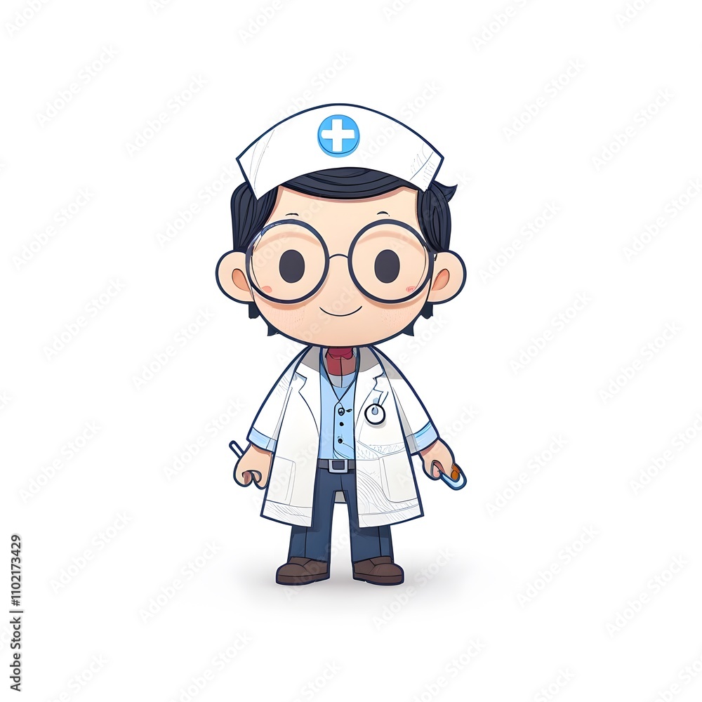 Cartoon Vector Doctor with Stethoscope, Smiling, Health Illustration Cartoon Vector Doctor with Stethoscope, Smiling, Health Illustration