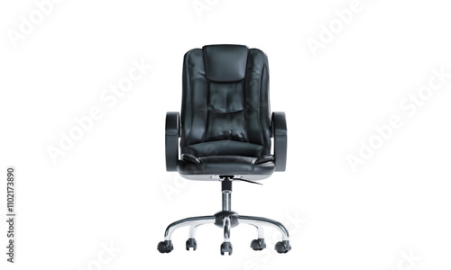 3d render of isolated swivel office executive chair on transparent background in png format.