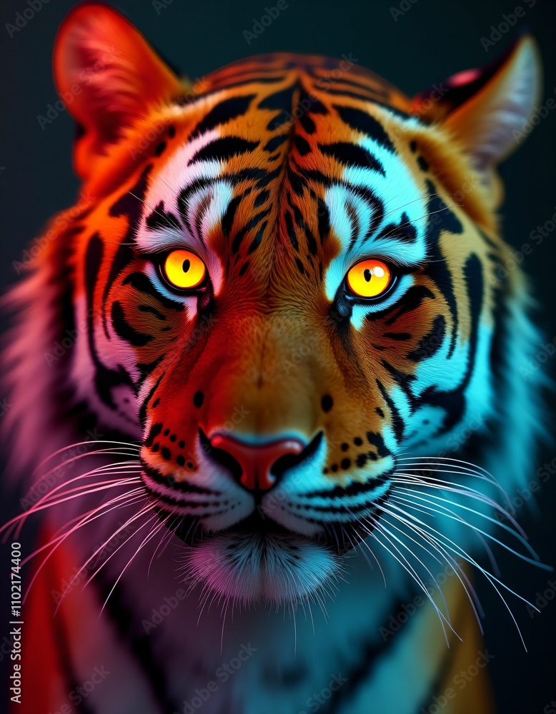 a pair of tiger eyes on ruby, red yellow green blue orange purple and white colors, ray, light, three-dimensional life, scattering leaves, flying leaves, lights a pair of tiger eyes on ruby, red yellow green blue orange purple and white colors, ray, light, three-dimensional life, scattering leaves, flying leaves, lights
