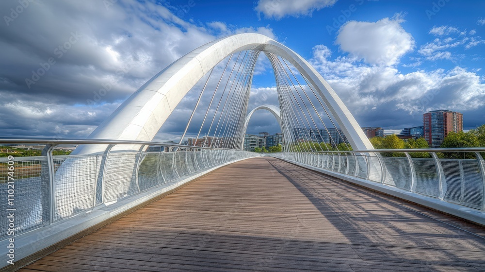 Fototapeta premium Glasgow: Clyde Arc Bridge - Architectural Marvel of Scotland's Round Curved Structures