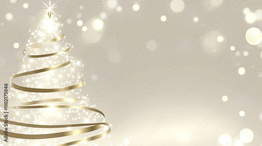 Simple, sophisticated holiday scene with a white and gold Christmas tree, framed by a blank wall ready for custom holiday messages. Simple, sophisticated holiday scene with a white and gold Christmas tree, framed by a blank wall ready for custom holiday messages.