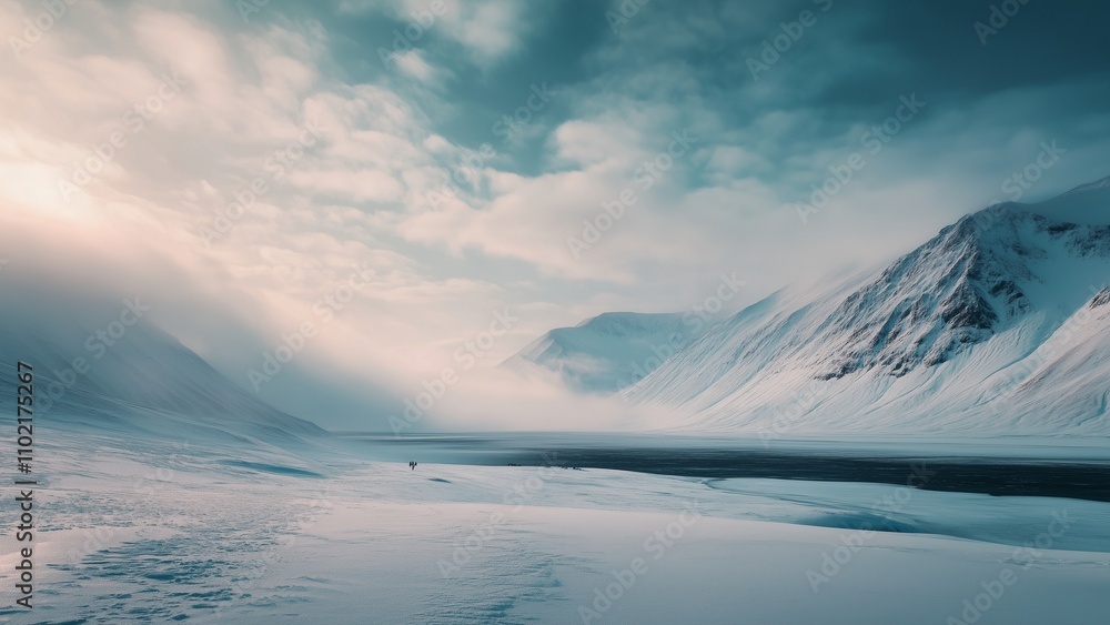 Naklejka premium Longyearbyen with surrounding