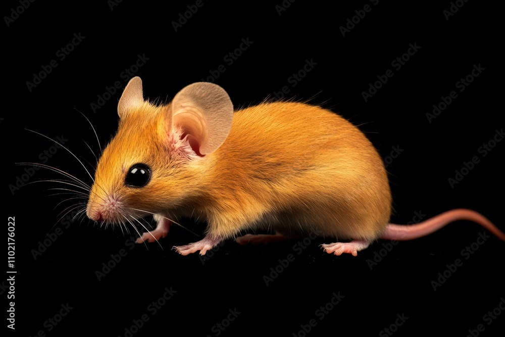 Golden Mouse (Ochrotomys Nuttalli) in Forest at Night. Cute Small Brown Rodent in Wild Golden Mouse (Ochrotomys Nuttalli) in Forest at Night. Cute Small Brown Rodent in Wild