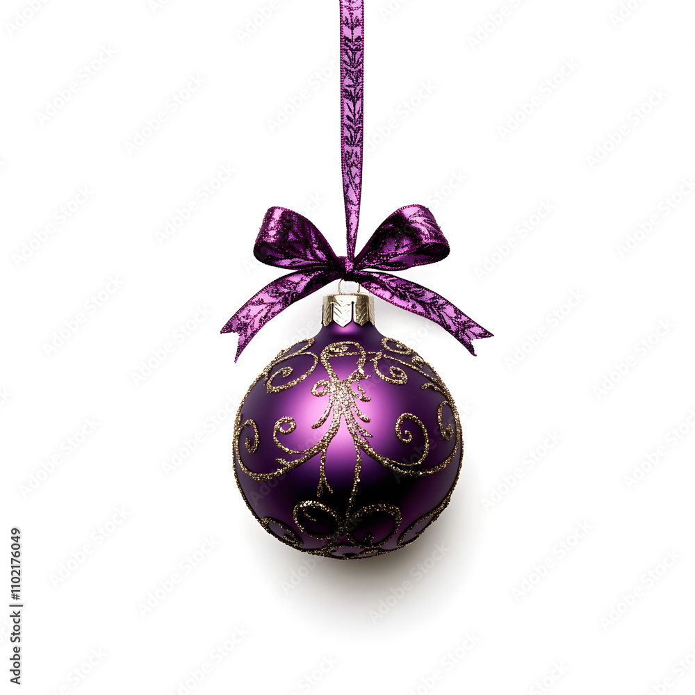 Elegant purple ornament with festive ribbon loops, perfect for decoration Elegant purple ornament with festive ribbon loops, perfect for decoration
