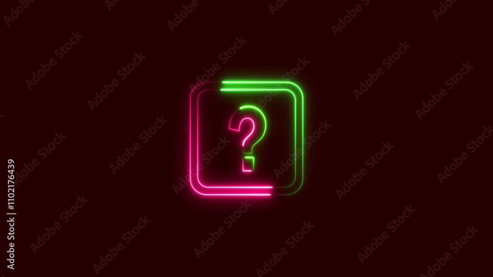 Neon Question icon 3d red and green saber animation loop on red background. 4K video. Neon Question icon 3d red and green saber animation loop on red background. 4K video.