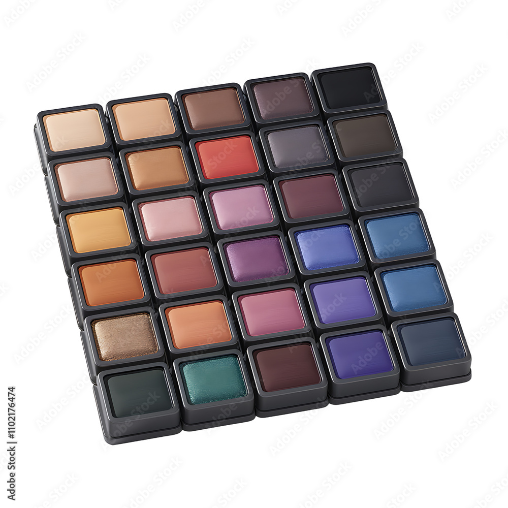 A Diverse Palette of Eye Shadow Colors isolated on transparent background A Diverse Palette of Eye Shadow Colors isolated on transparent background
