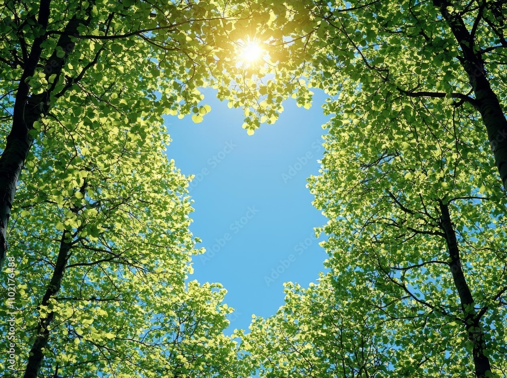 blank advertising sign in front of green trees and blue sky , isolated on white background,  , copy space, copy space for text,