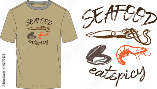 Fish Sea food t-shirt design vector photo