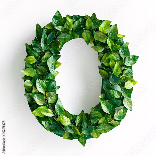 Green Leaf Letter O   Nature Alphabet  Eco Friendly Font  Organic Design photo