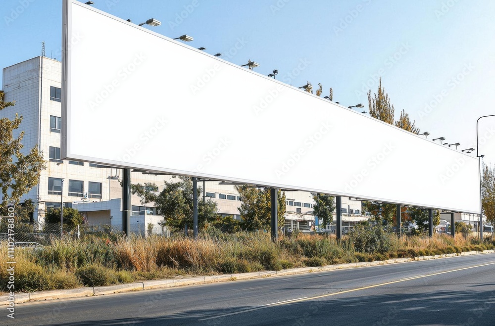 long led blank billboard white screen hang on high way road in city long led blank billboard white screen hang on high way road in city
