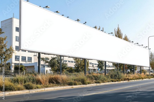 long led blank billboard white screen hang on high way road in city
