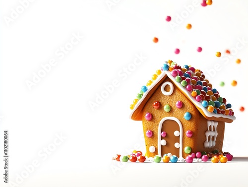 Gingerbread house with colorful sprinkles