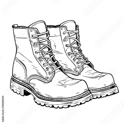 vector line drawing high boots on white background .Generative AI
