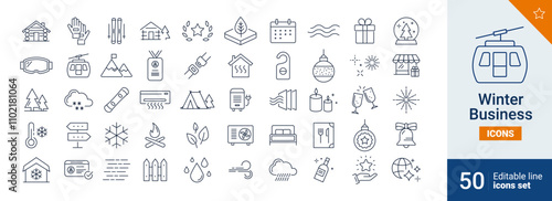 Winter icons Pixel perfect. Camping, cold, hotel,...	
