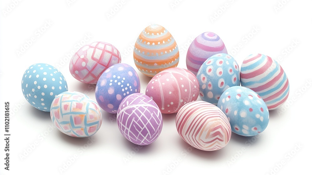 Colorful pastel Easter eggs with patterns. Colorful pastel Easter eggs with patterns.