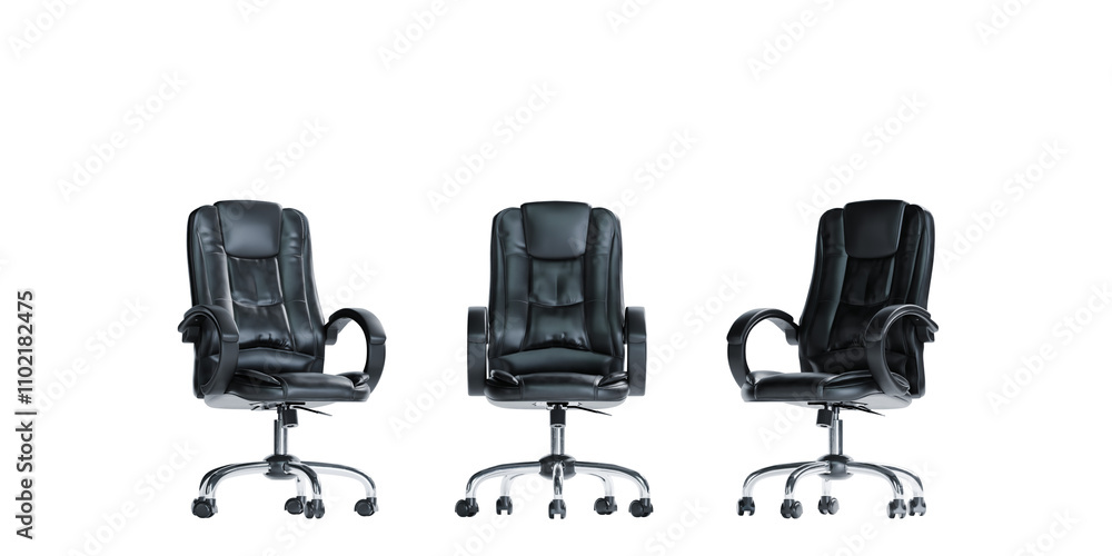 3d render of isolated swivel office executive chair on transparent background in png format. 3d render of isolated swivel office executive chair on transparent background in png format.