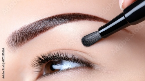 Expert eyebrow microblading with black ink in a professional beauty salon environment