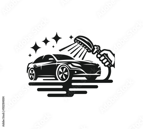 Pressure car wash logo design, car wash and automobile detailing vector template
