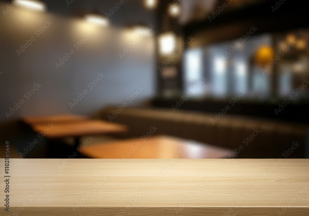 Wooden board empty table in front of blurred background Mockup restaurants Wooden board empty table in front of blurred background Mockup restaurants