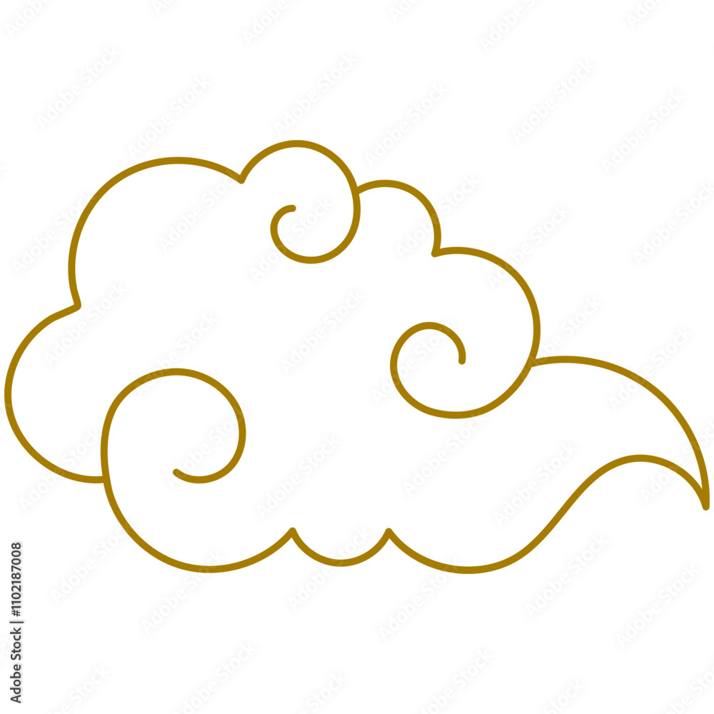 Golden Chinese clouds line. Collection of gold clouds in Chinese style. Golden Chinese clouds line. Collection of gold clouds in Chinese style.