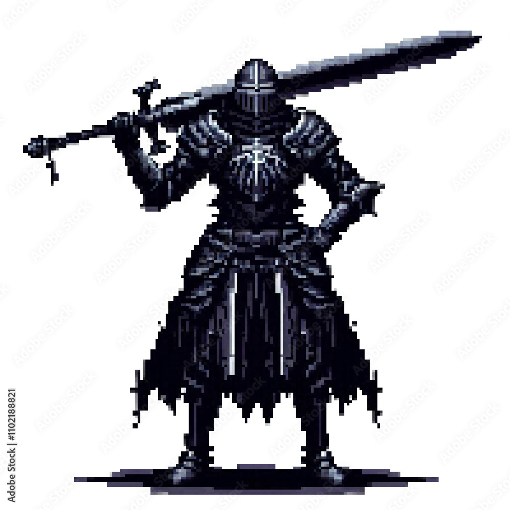  Pixel art dark knight dragon slayer