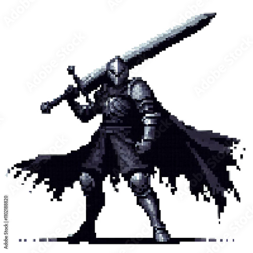  Pixel art dark knight dragon slayer
