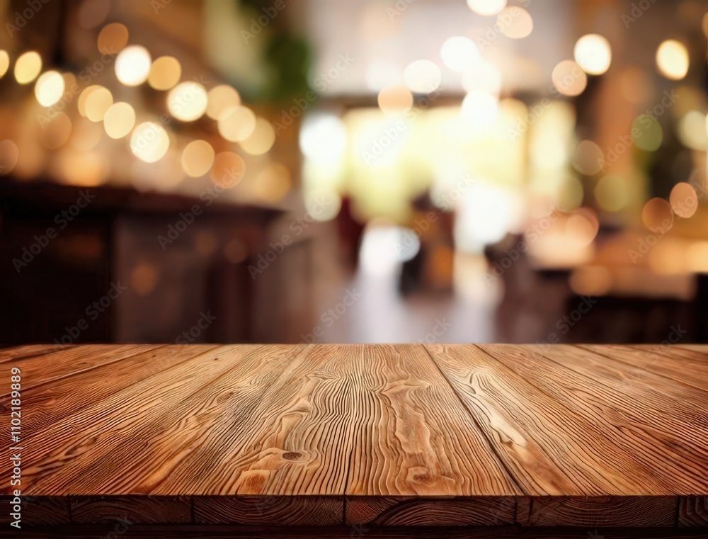 Wooden board empty table in front of blurred background Mockup restaurants, Kitchen Wooden board empty table in front of blurred background Mockup restaurants, Kitchen