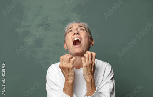 Obraz na plátně looking desperate and frustrated, stressed, unhappy and annoyed, shouting and s