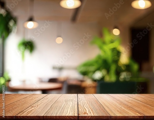 Wooden board empty table in front of blurred background Mockup restaurants, Kitchen