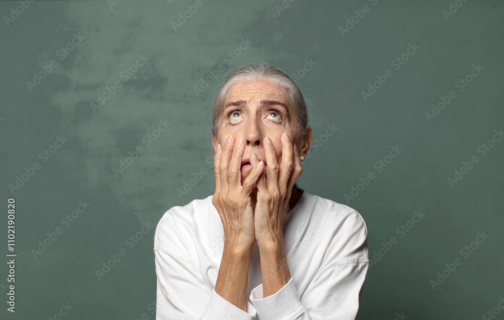  feeling shocked and scared, looking bored with hands on cheeks