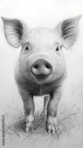 Wallpaper Mural A Detailed Pencil Drawing Of A Young Piglet Torontodigital.ca