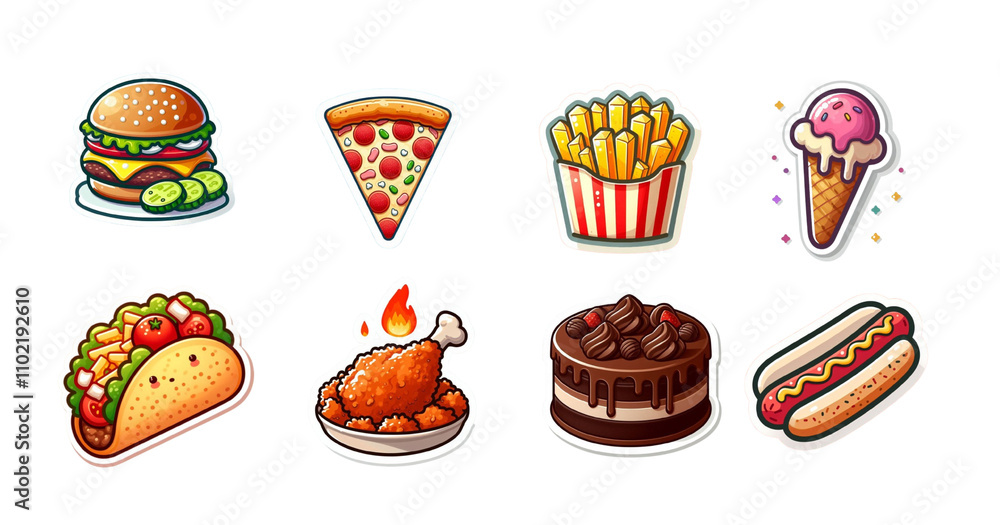 set of fast food stickers set of fast food stickers