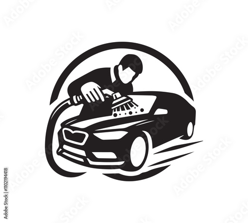 Car Wash with Worker Icon Logo Design
, car wash auto detailing logo vector silhouette