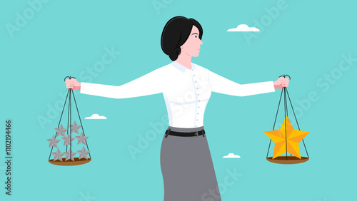 quality vs quantity concept illustration, the balance for successes, management to assure excellent work outcome working attitude to deliver superior result concept illustration