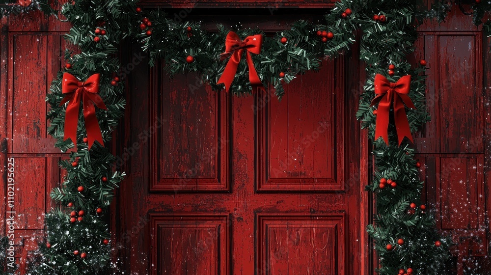 A digital design of a Christmas garland banner featuring holiday greetings, ideal for invitations and decorations. A digital design of a Christmas garland banner featuring holiday greetings, ideal for invitations and decorations.