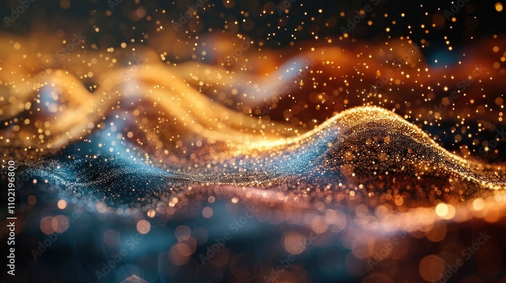 Glowing particle wave abstract. Glowing particle wave abstract.