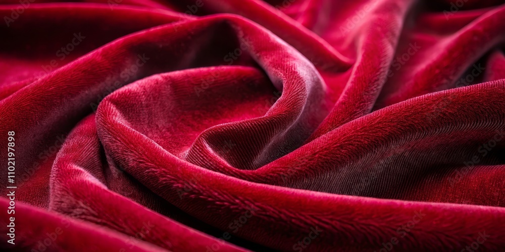 Crimson Velvet Abstract Close-up Texture of Draped Fabric, Sensual Curves and Rich Red Hues Crimson Velvet Abstract Close-up Texture of Draped Fabric, Sensual Curves and Rich Red Hues