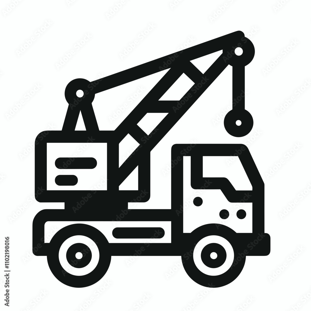 Naklejka premium Outline crane truck icon for industrial use