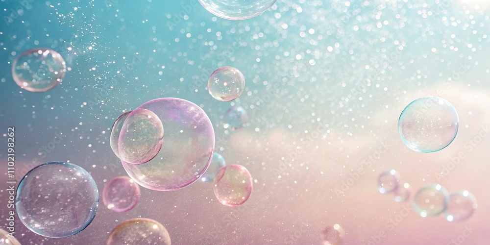 custom made wallpaper toronto digitalPastel-hued bubbles floating on a gradient background with subtle shimmer, soft focus, ethereal hues, pastel colors, bubble texture, gentle glow