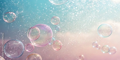 Wallpaper Mural Pastel-hued bubbles floating on a gradient background with subtle shimmer, soft focus, ethereal hues, pastel colors, bubble texture, gentle glow Torontodigital.ca