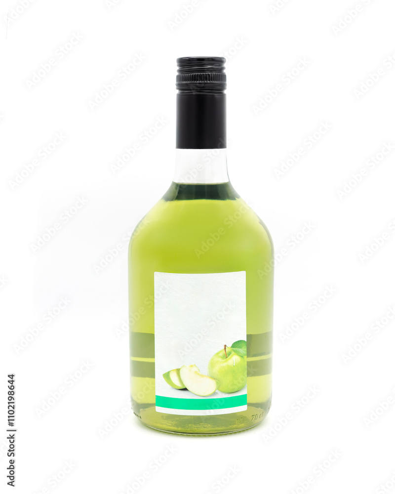 Green Apple Beverage Bottle Mockup Isolated on White Background Green Apple Beverage Bottle Mockup Isolated on White Background