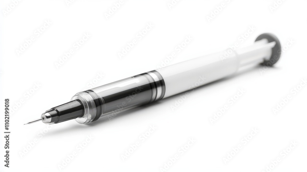 Insulin Pen. White Syringe Isolated on Background for Diabetic Medicine Insulin Pen. White Syringe Isolated on Background for Diabetic Medicine